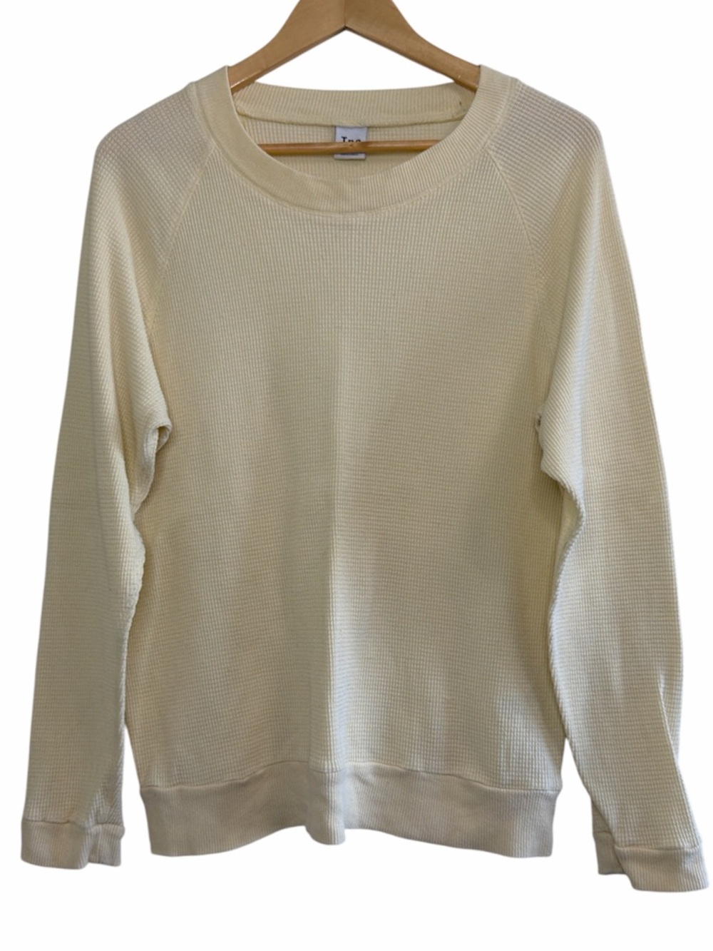 TNA Aritzia Waffle Knit Crewneck Sweater Cream Long Sleeve Women’s L